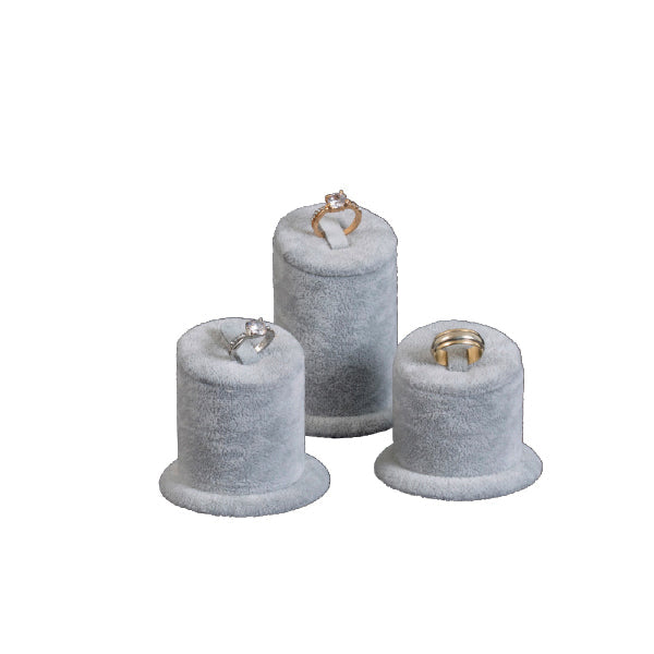 Exhibidor de terciopelo gris juego de 3 para anillos