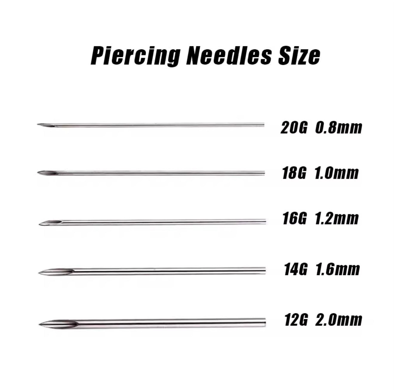 Aguja / Cánula americana para body piercing 100 piezas - Calibres mixtos