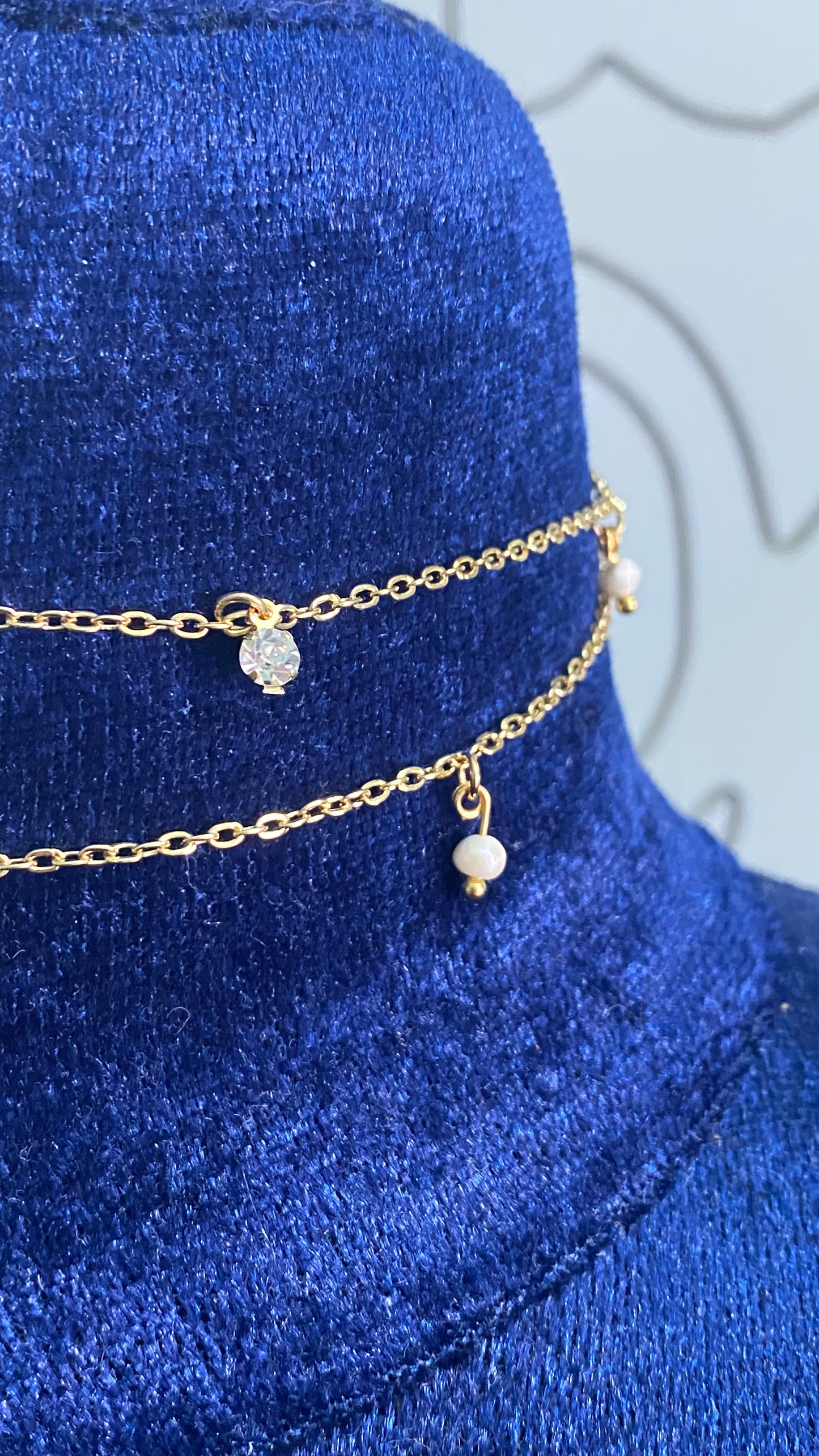 Body chain 3 en 1 Perlas y cristales