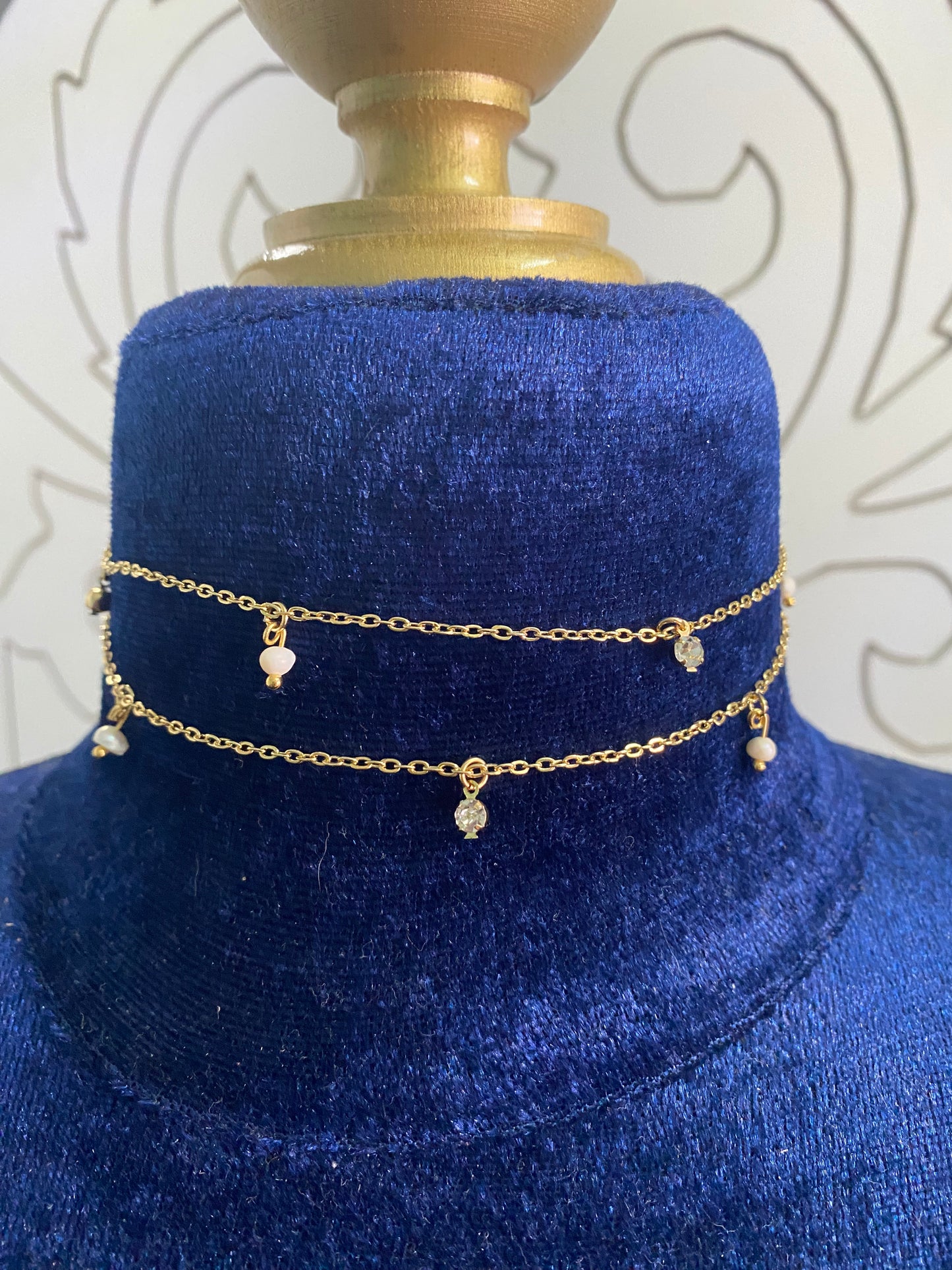 Body chain 3 en 1 Perlas y cristales