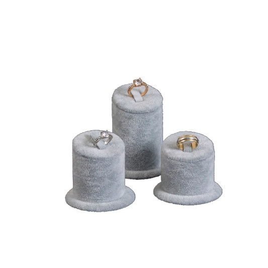 Exhibidor de terciopelo gris juego de 3 para anillos