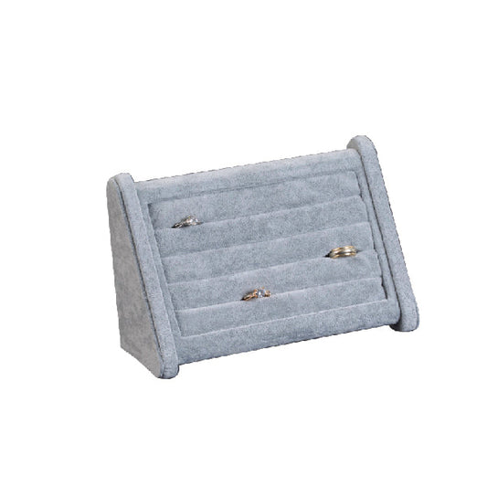 Barras terciopelo gris para anillos