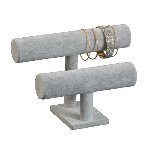 Tubo doble para pulseras terciopelo gris