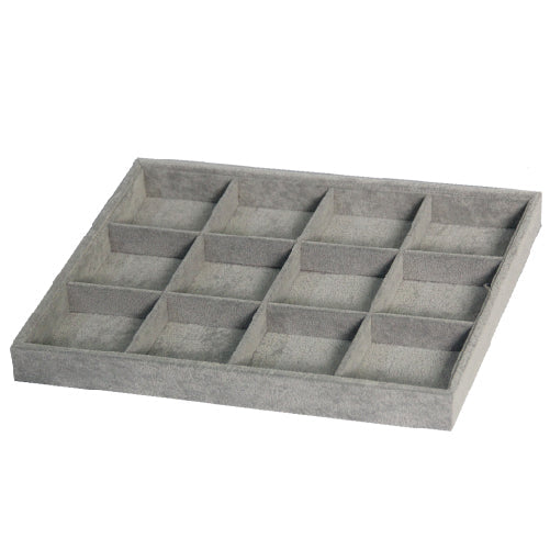 Charola terciopelo gris 12 casilleros